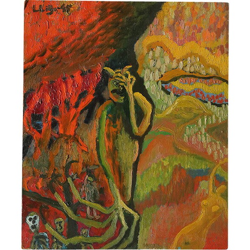 Vintage oil on board by Lennart Lilja, 1945