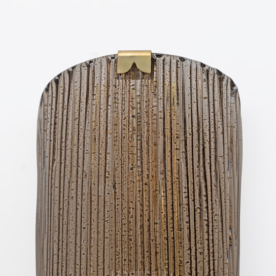 Image 1 of Coppia di applique moderne in vetro di Murano ambrato e ottone