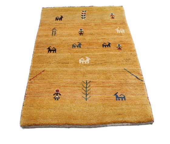 Image 1 of Original Perserteppich Gabbeh Ghashghai Orientteppich 144 cm x 90 cm Alt Natur