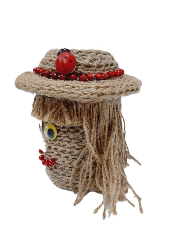 Image 1 of Barattolo vintage avvolto con spago - bambola con coperchio - un cappello