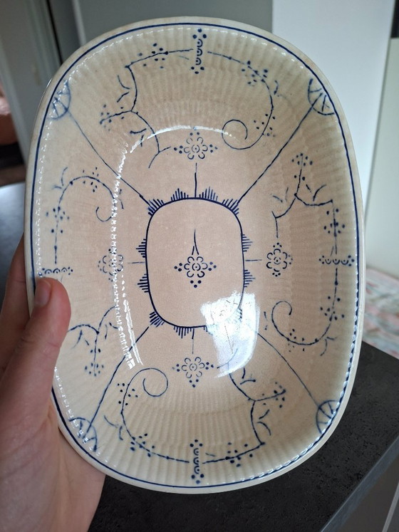 Due Ciotole in ceramica vintage, crema con decoro blu (foto 4 di 8)