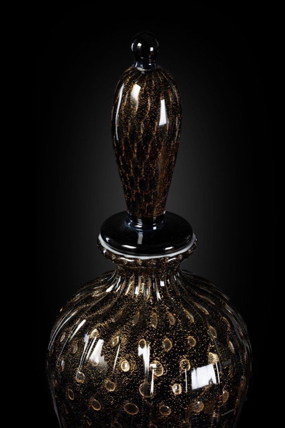 Image 1 of Jarrón botella de cristal de Murano de 68 cm de altura con pan de oro de 24 quilates – Homenaje a Venecia