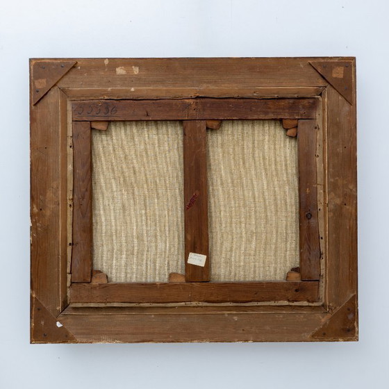 Image 1 of Edward Portielje "La lettre", peinture à l'huile flamande du 19e siècle représentant deux dames