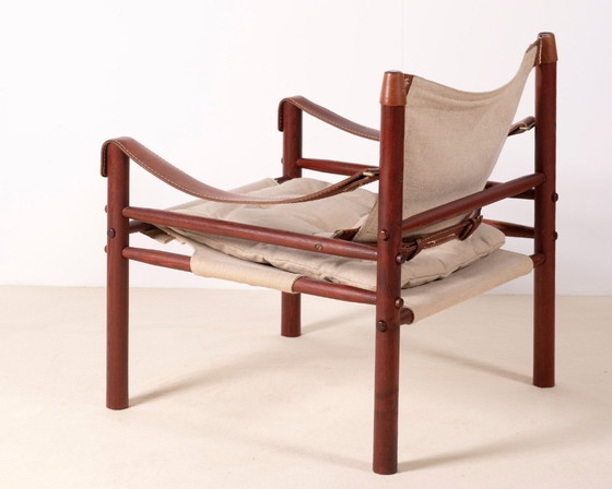 Image 1 of Fauteuil Sirocco d'Arne Norell en frêne et toile, Suède des années 1960