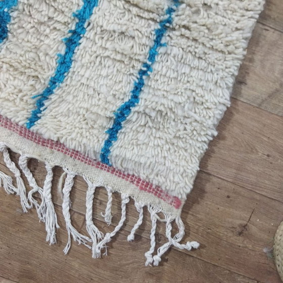 Image 1 of Marokkanischer Berber-Azilal-Teppich – 300 x 190 cm – Naturwolle – Blaues geometrisches Muster