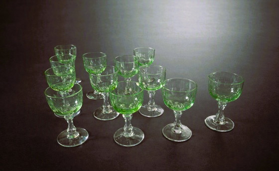 Val Saint Lambert - Drinkware Set (12) - Crystal - Uranium/Anna Glass – Glass & Decanter (photo 4 of 10)