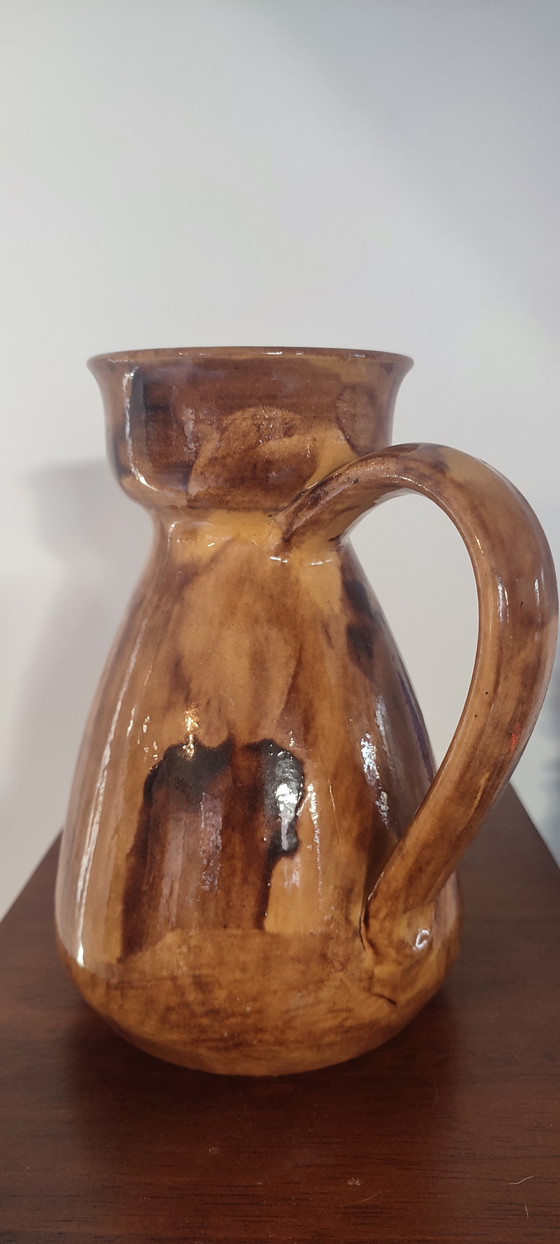 Image 1 of Vintage rustic ceramic pitcher. 1950s/1970s