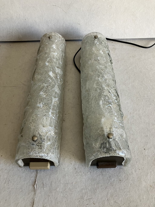 Lampade da parete in vetro ghiaccio vintage 1960 Lampade in vetro ghiaccio