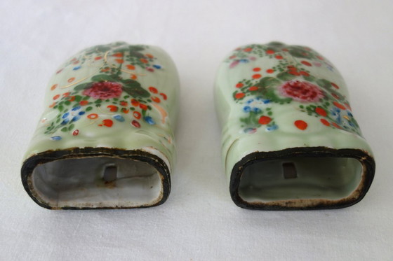 Image 1 of Celadon wall vase from Seto, Japan, late 19th century, set of 2