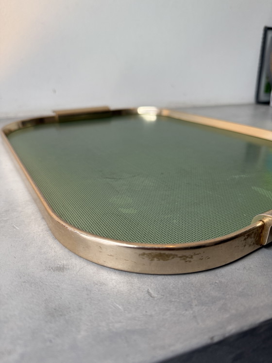 Image 1 of Vintage Kaymet Tray – Forest Green & Gold