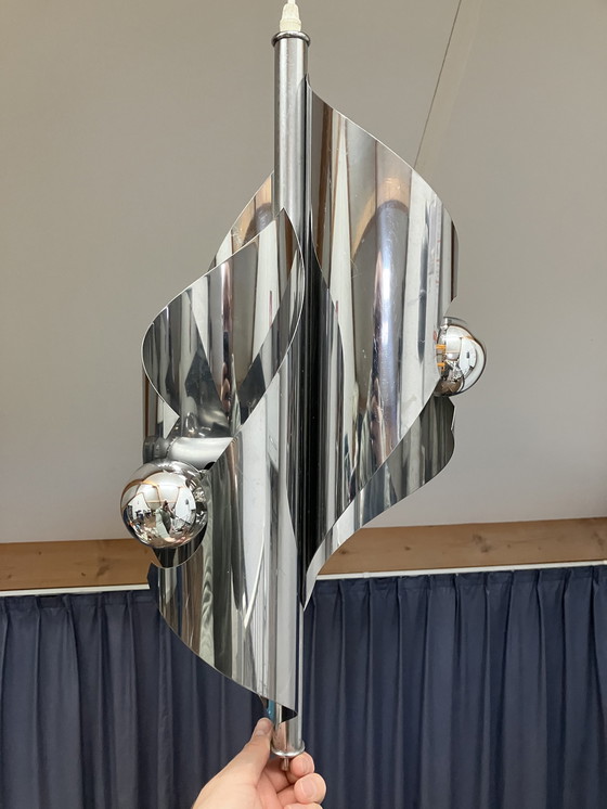 Image 1 of Vintage Jaren 60 Space Age Chromen Hanglamp