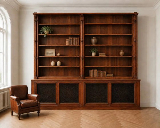 Imponente credenza/libreria a due corpi in rovere massiccio e noce del periodo Napoleone III. (photo 5 of 6)