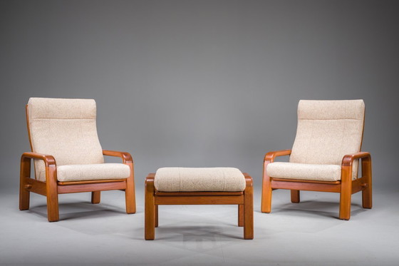 Image 1 of Sedie e ottomane danesi moderne di metà secolo in teak di HS Design, anni Sessanta, set di 3