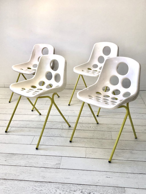 4 Outdoor Stacking Chairs Design M. Paris for Sicopal 1972