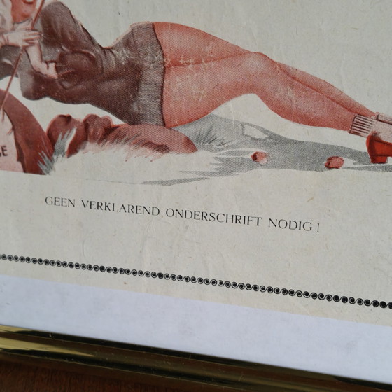 Image 1 of Originele vintage pin-up magazinepagina – "Schokkend" – Authentieke magazine-illustratie – Ingelijst – 21 × 26 cm