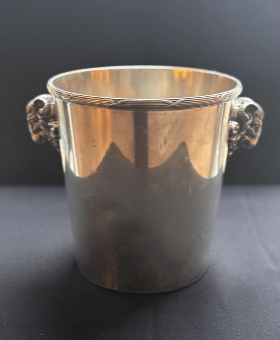 Image 1 of Secchiello per champagne Christofle d'epoca: manici a testa di montone placcati in argento Art Déco francese