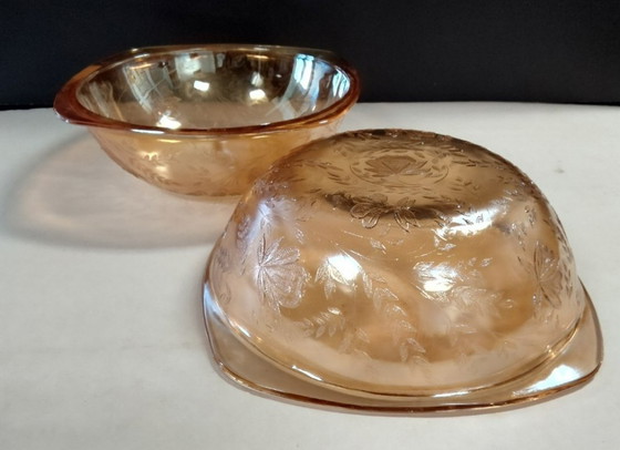 Image 1 of set vintage di 2 ciotole in vetro marrone/ambra