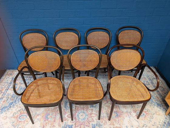 Image 1 of 7x Vintage rattan chairs, model 215r, Thonet