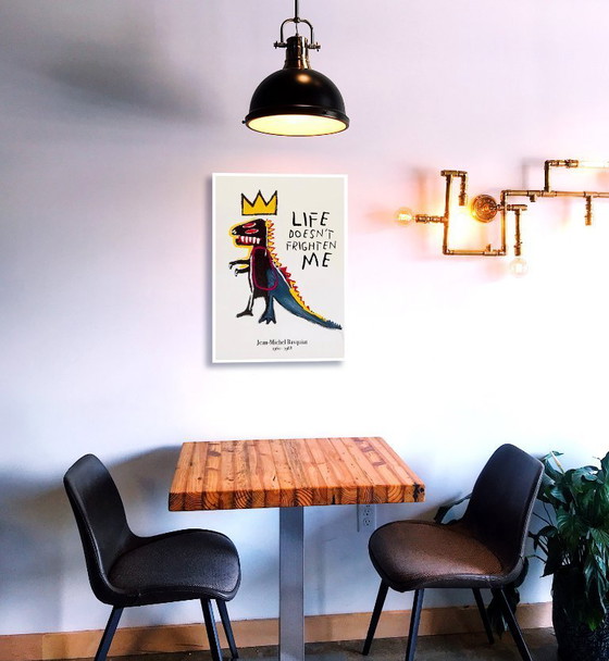 Image 1 of Little red-eyed dinosaur showing its teeth - Jean-Michel Basquiat poster 50 x 70 cm