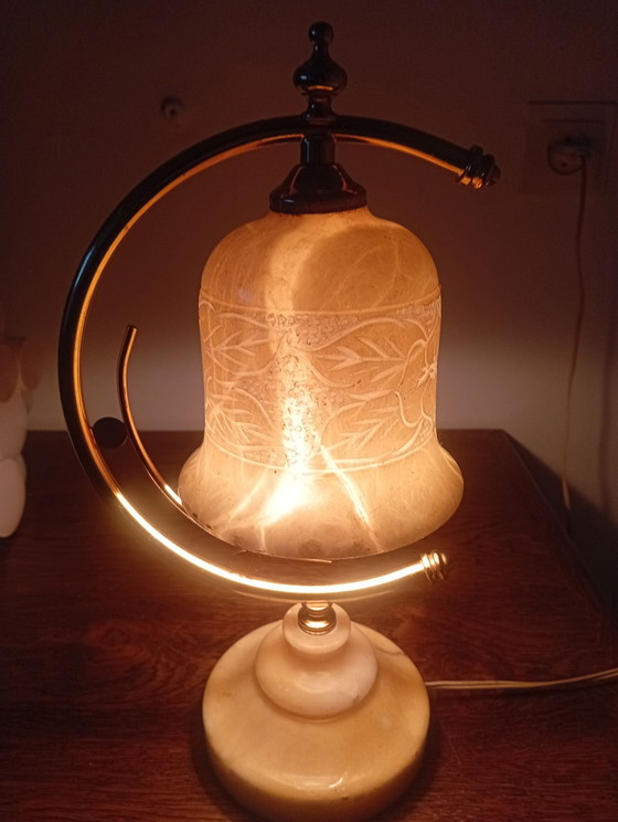 Vintage Albasten Bellamp – Verlichting, Metaal, Steen (photo 6 of 6)