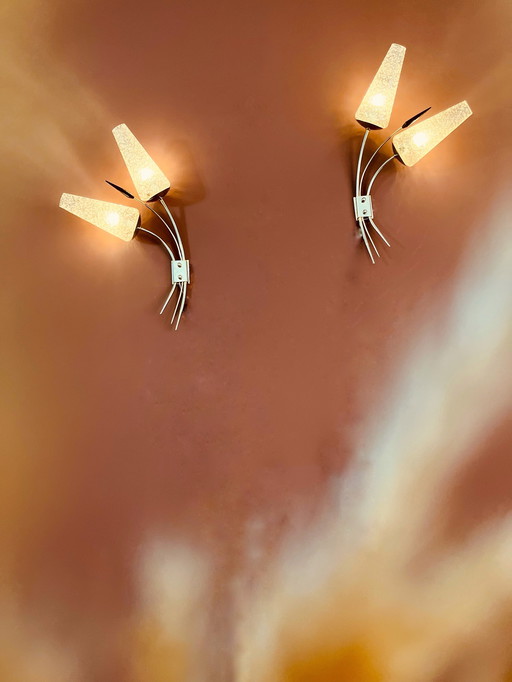 Set, 2 French Fifties Tulip Wall Lights