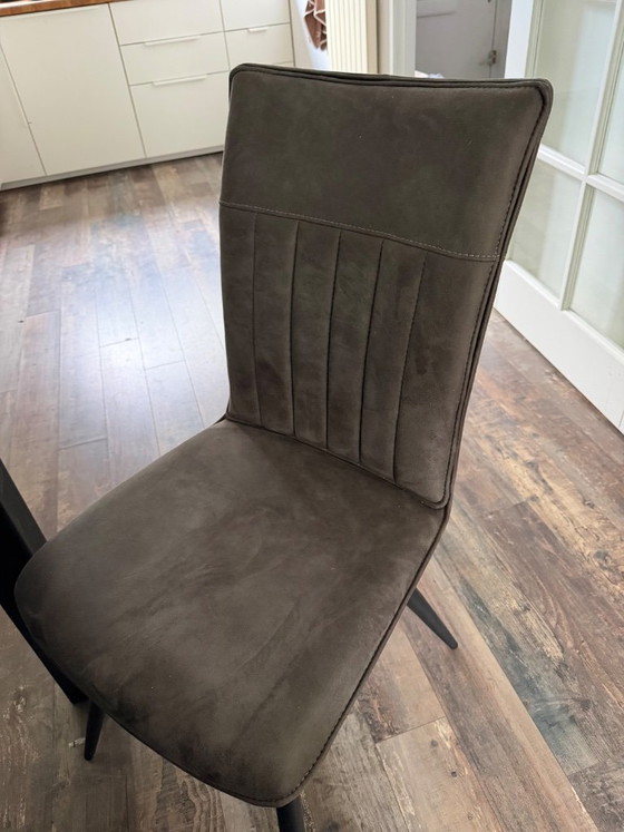 Dining table with 6 chairs – Dining set, Metal, Textile (photo 4 of 5)