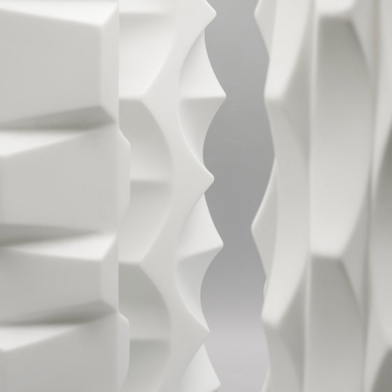 Image 1 of HUTSCHENREUTHER Biskuitporzellan ARCHAIS Vase TRIO Heinrich FUCHS Op Art Retro