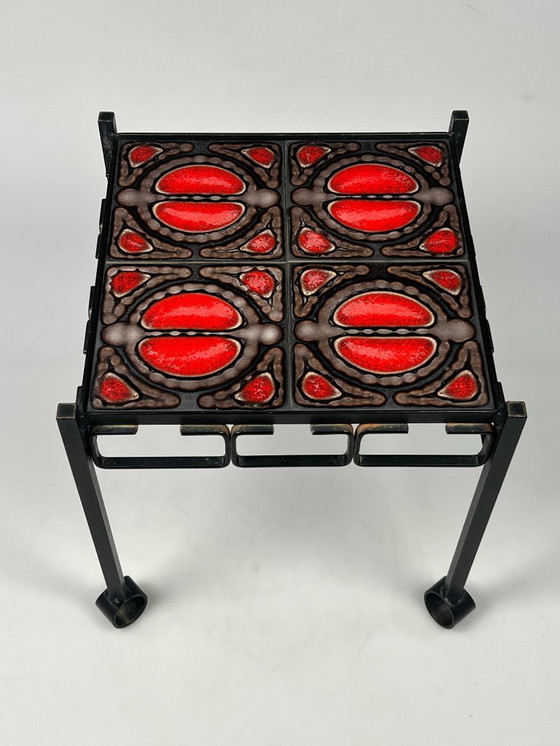 Image 1 of Vintage Table, Brutalism, Cast Iron And Ceramic, 1960's