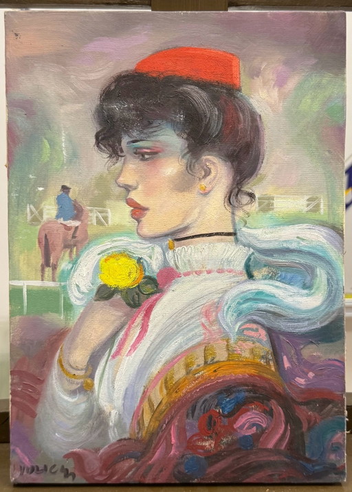 Olieverfschilderij op doek 25x35cm Jovan Vulic, figuratief