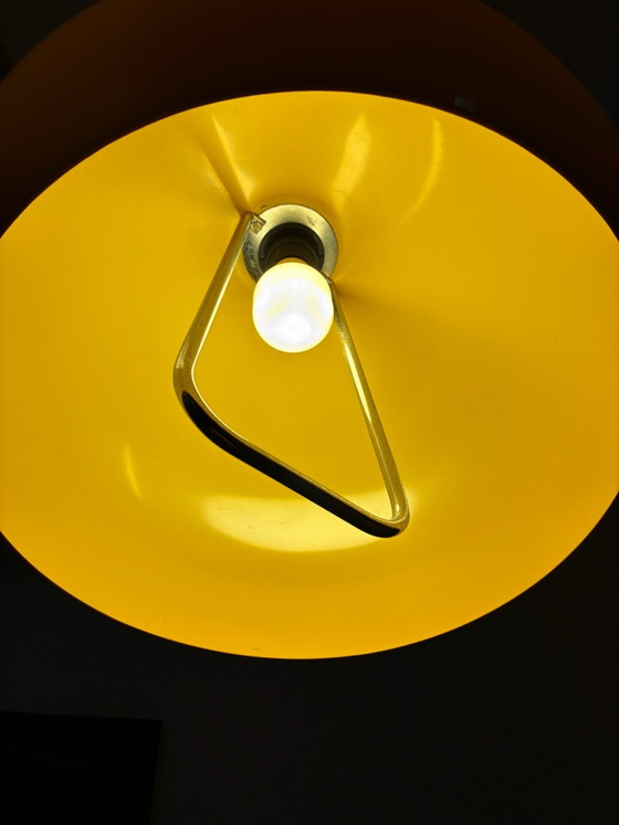 Vintage mushroom Pendant lamp Massive space age, Plastic, Chrome, Orange (photo 10 of 14)