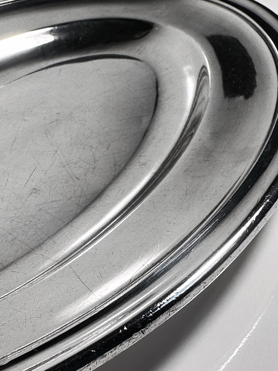 Image 1 of 1930 Christofle verzilverd dienblad Grand Hotel du Lac St. Moritz vintage metalen art deco schaal bord serveren schotel