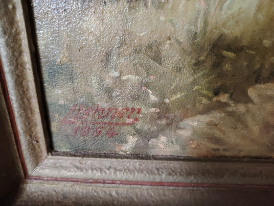 Image 1 of Peinture à l'huile de Lorenz Lehner avec paysage de signature Bavière