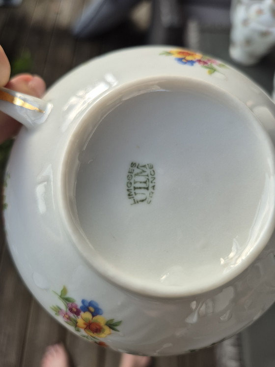 Image 1 of ULIM Limoges theeservies - années 50/60 - Bloemenporselein in landelijke stijl