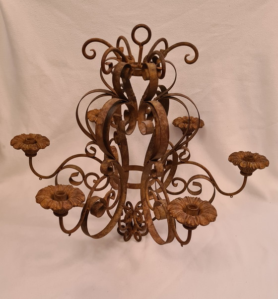 Image 1 of Chandelier with 6 candles - Baroque - Iron (cast iron/wrought iron)