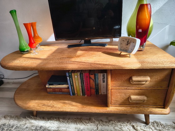 Image 1 of Solid oak coffee table / TV table 1960s