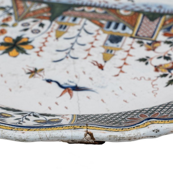 Image 1 of Grande piatto in maiolica Francia Manifattura di Rouen di Jean-Baptiste Guillibaud, 1730