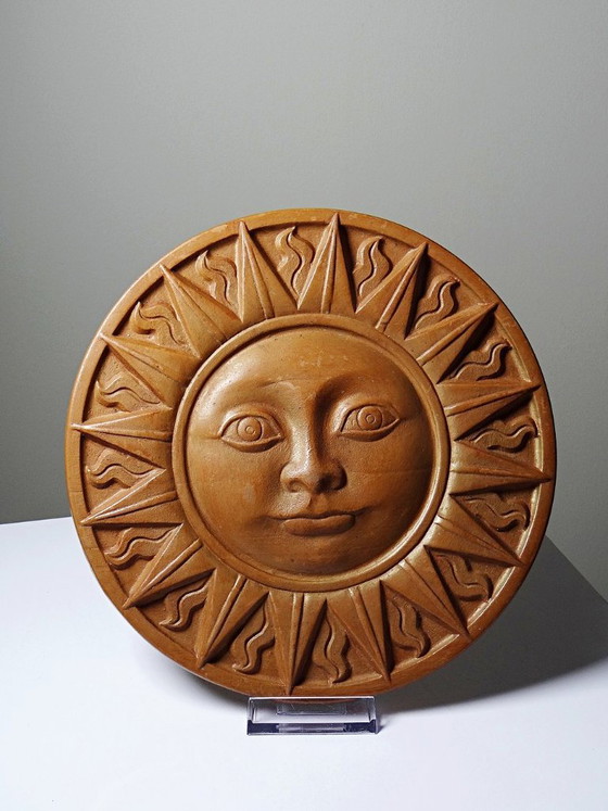Piatto da Parete Sole Antropomorfo in Terracotta Patinata, Italia Vintage 1996 – Decorazioni murali, Ceramic (photo 4 of 12)