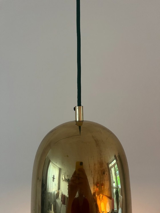 Image 1 of Vintage Deense messing hanglampen - set van 2