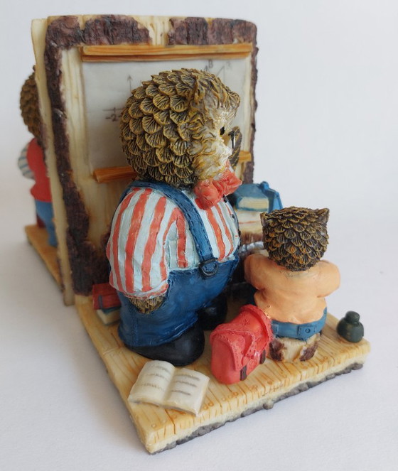 Image 1 of Serre-livres hibou vintage en résine peinte à la main