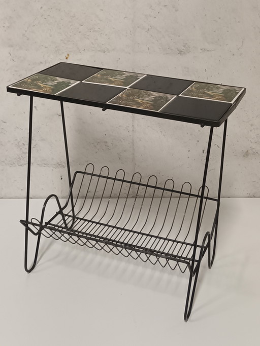 Side Table With Ceramic Tiles – plantentafel, Metal