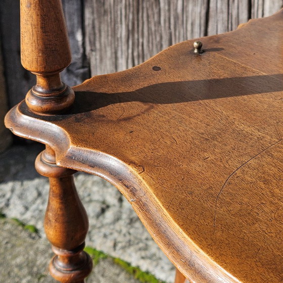 Image 1 of Französisches antikes mobiles Holzregal auf Rollen – viktorianische Konsole – Musikregal – 1920er Jahre