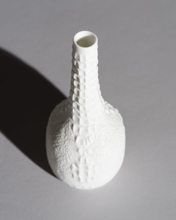 Image 1 of AK Kaiser Biscuit Porcelain Reptile Crocodile Vase Trio Manfred Frey Germany 70s