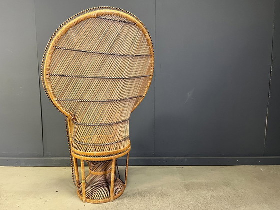 Image 1 of Fauteuil paon vintage en osier, années 1970