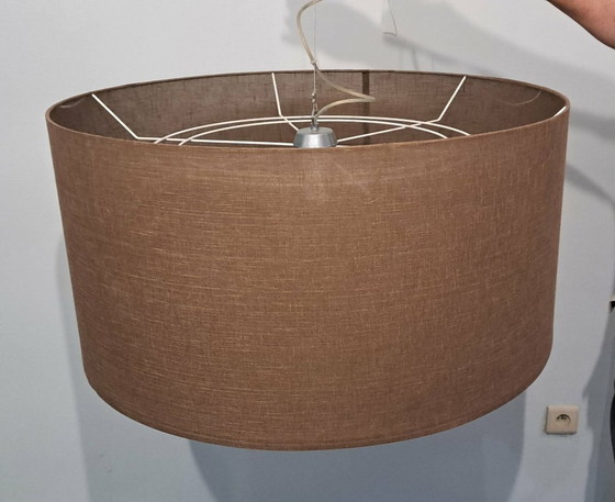 Image 1 of Brown fabric large lampshade cylinder