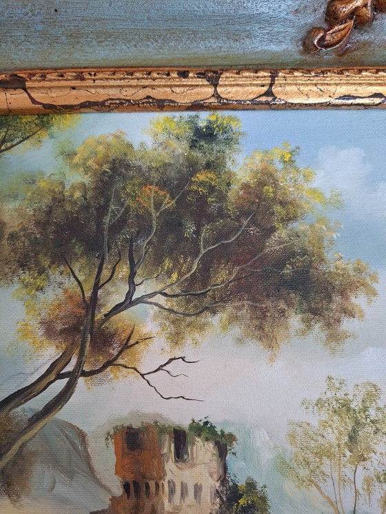 Image 1 of Splendido Dipinto Olio su Tela Paesaggio Arcadico di A. Velotti