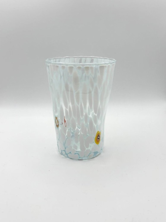 Image 1 of Set di 6 bicchieri in vetro soffiato veneziano con murrine Effetre Murano fuse nel vetro, diametro 9 cm, altezza 12,5 cm, hand m