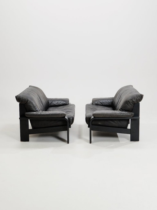 Divano brutalista postmoderno tedesco di Rolf Benz per Musterring, anni '90, set di 2