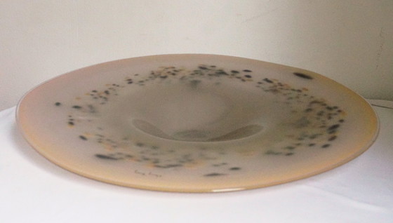 Image 1 of Large Hand-Blown Art Glass Plate by Henry Dean 45cm