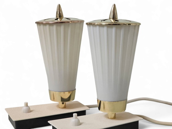 Image 1 of Par de elegantes lámparas de mesa/mesita de noche, década de 1950.