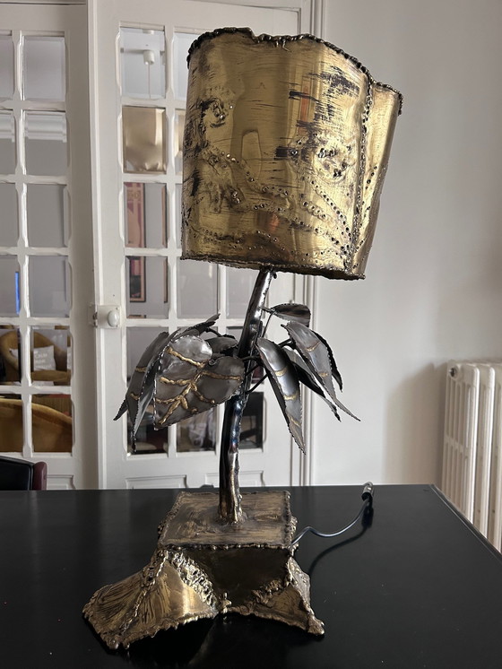 Image 1 of Skulpturale Lampe Aus Messing Und Stahl